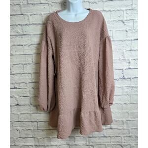 NWT Hudson Gray Large Mauve Dress Long Sleeve Mini ruffle Hem